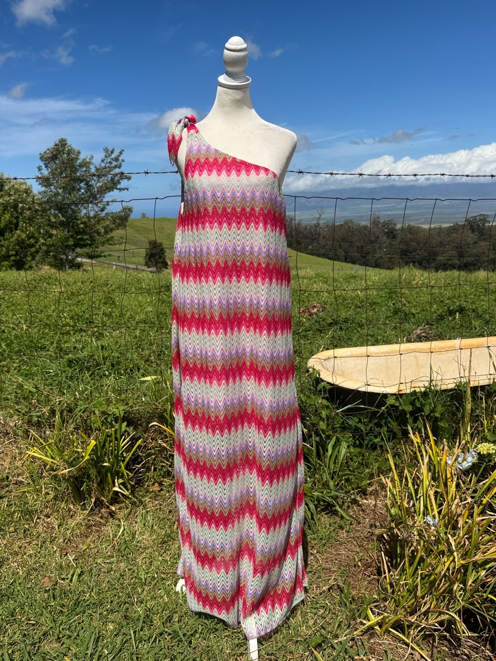 NWT Show me your Mumu Nice Zig Zag Maxi Dress pink Purple Large